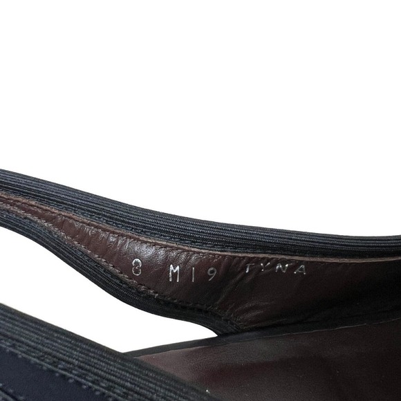 Donald J Pilner Tyna Sandal Wedge Textile Crossover Peep Toe Black Women Size 8M - Picture 7 of 9